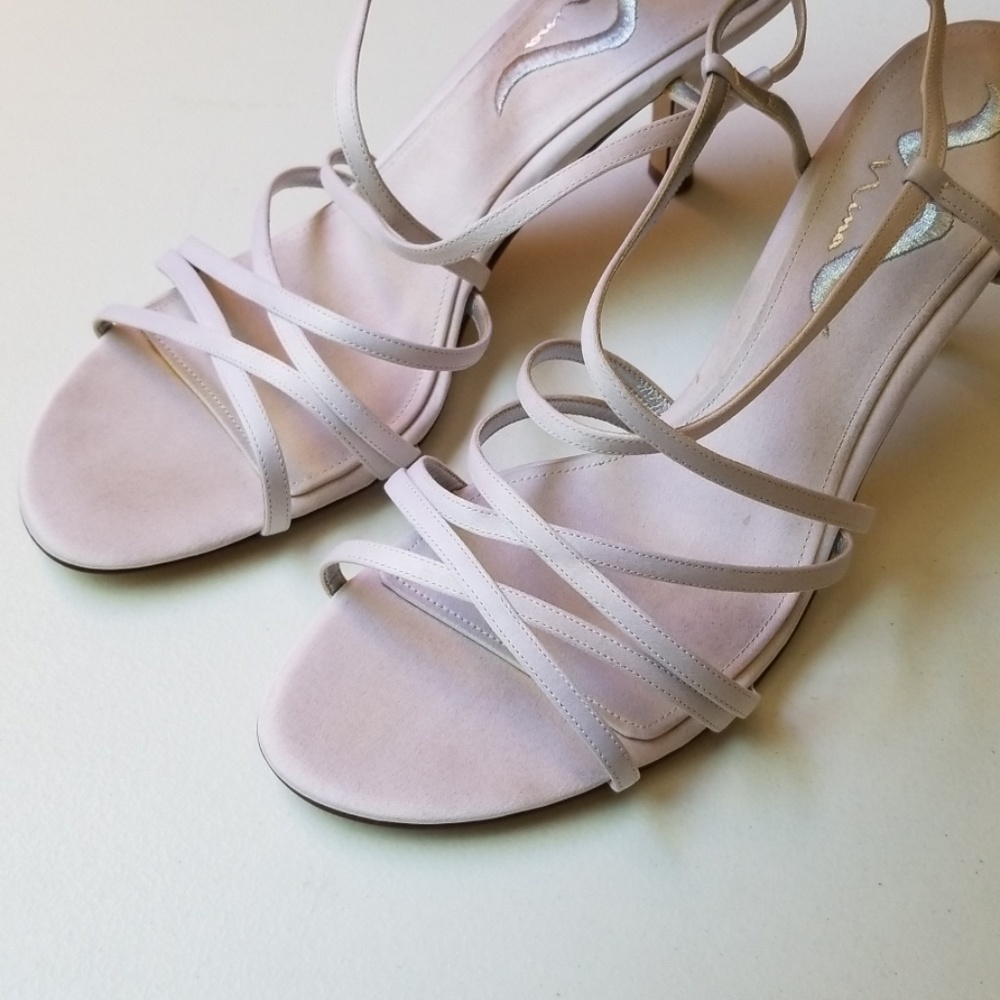 Satin White heel sandals
